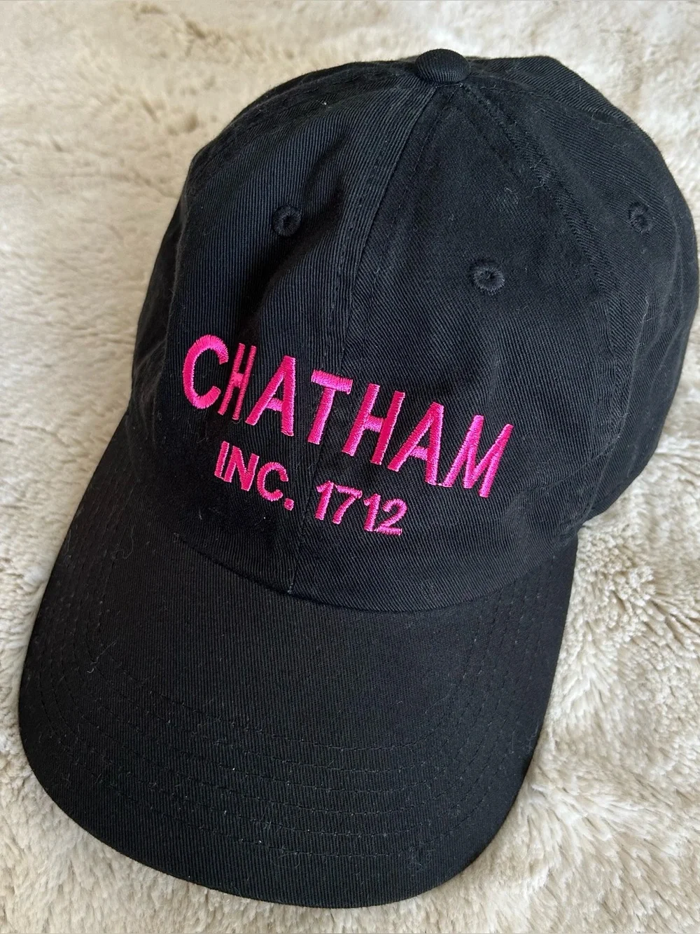 Newhattan Chatham, MA Cotton Hat Baseball Cap Adjustable Black and Pink NWOT